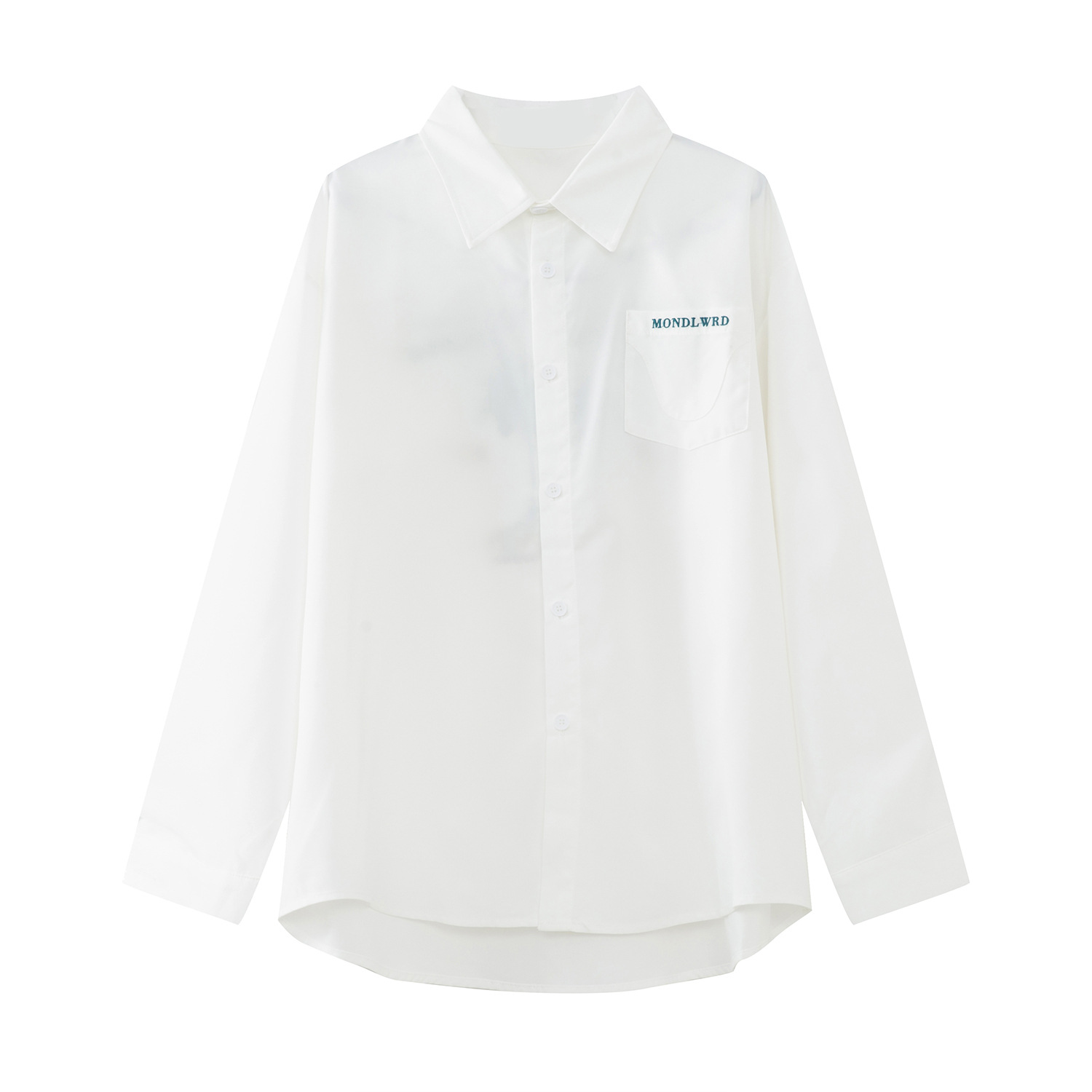 Korean Letter Embroidery Senior Ruffian Handsome Long-sleeved Shirt