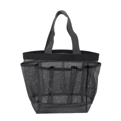 Portable Mesh Beach Bag Bathing Swimming Bath Bag - Grey - View 1