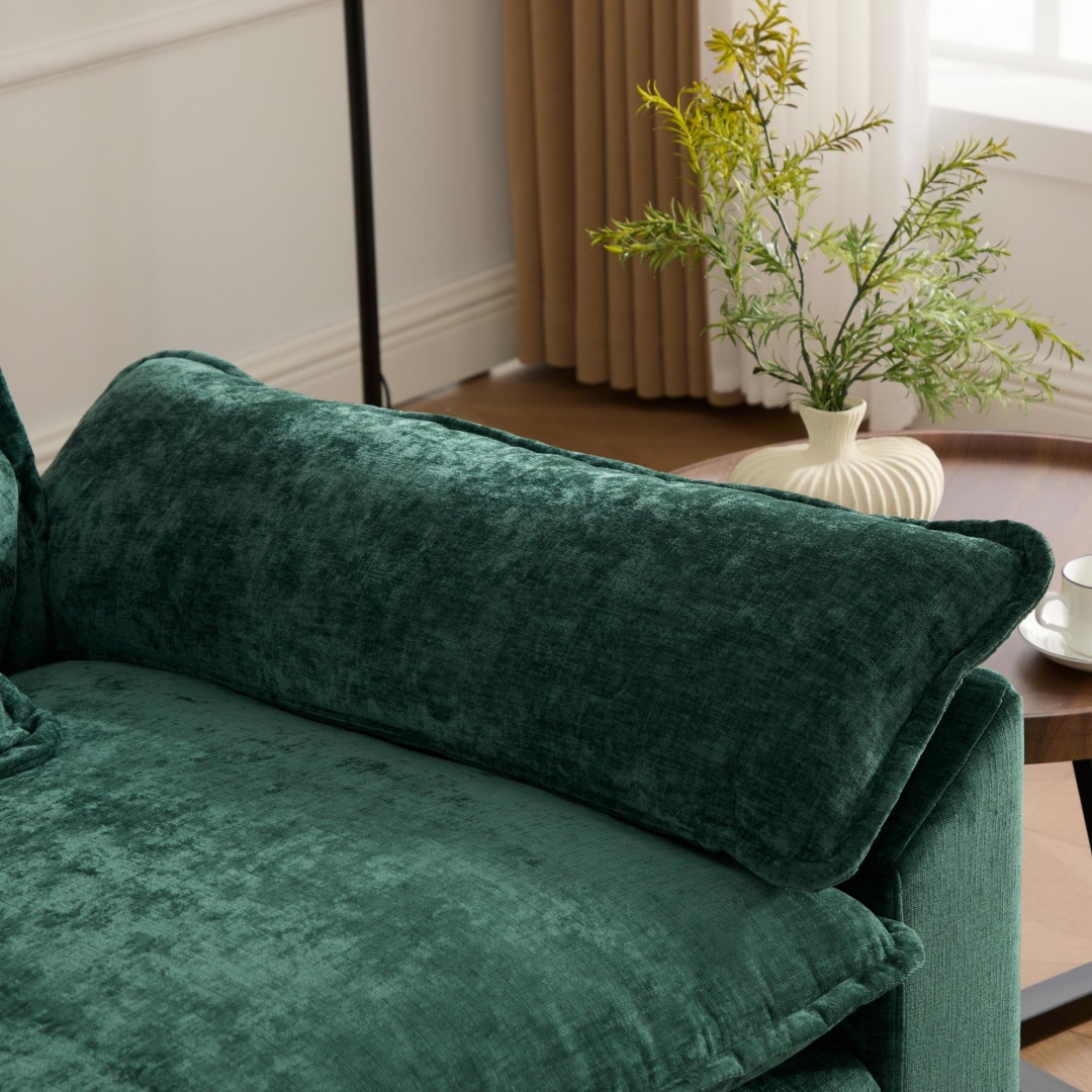 Cloud Sofa Single Seat Ottoman Is Not Included, Modern Sectional Couch, For Living Room Bedroom And Apartment, Comfy Double Layer Upholstered Seat Cushion, Breathable Chenille Fabric, Green