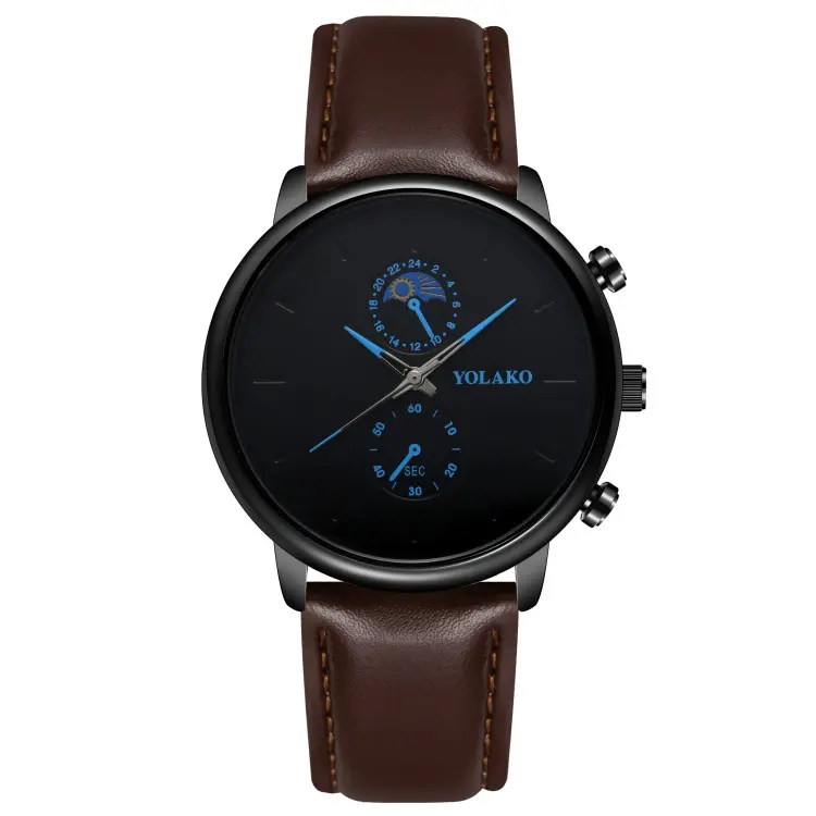 Leather Belt Two Eye Ultra-thin Quartz Men's