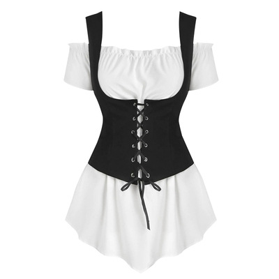 Lace Up Vest Punk Style Two Piece Women's Suit