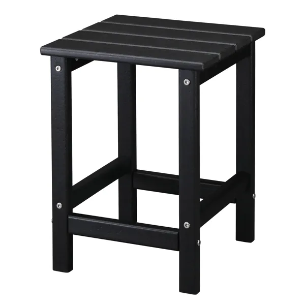 38x38x45.5cm Single Layer Square Black HDPE Side Table