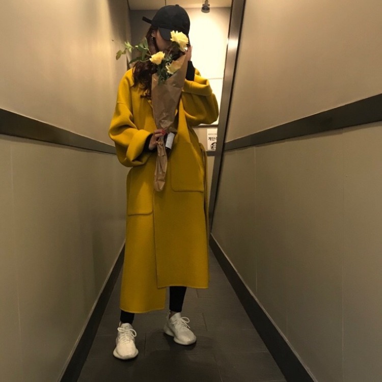 Lapel Long Loose Solid Color Jacket