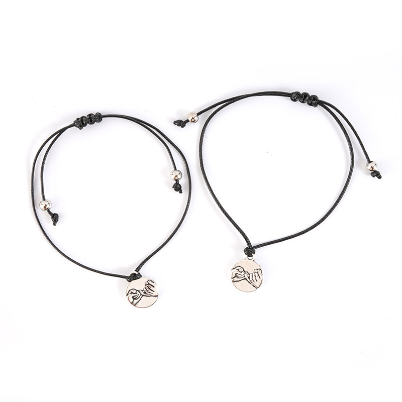 Creative Personality Alloy Pull Hook Gesture Wax Wire Braided Adjustable Bracelet