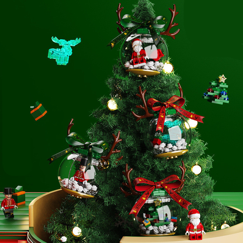 Santa Claus Antler Ball Four In One Assembled Small Particle Building Block Toy