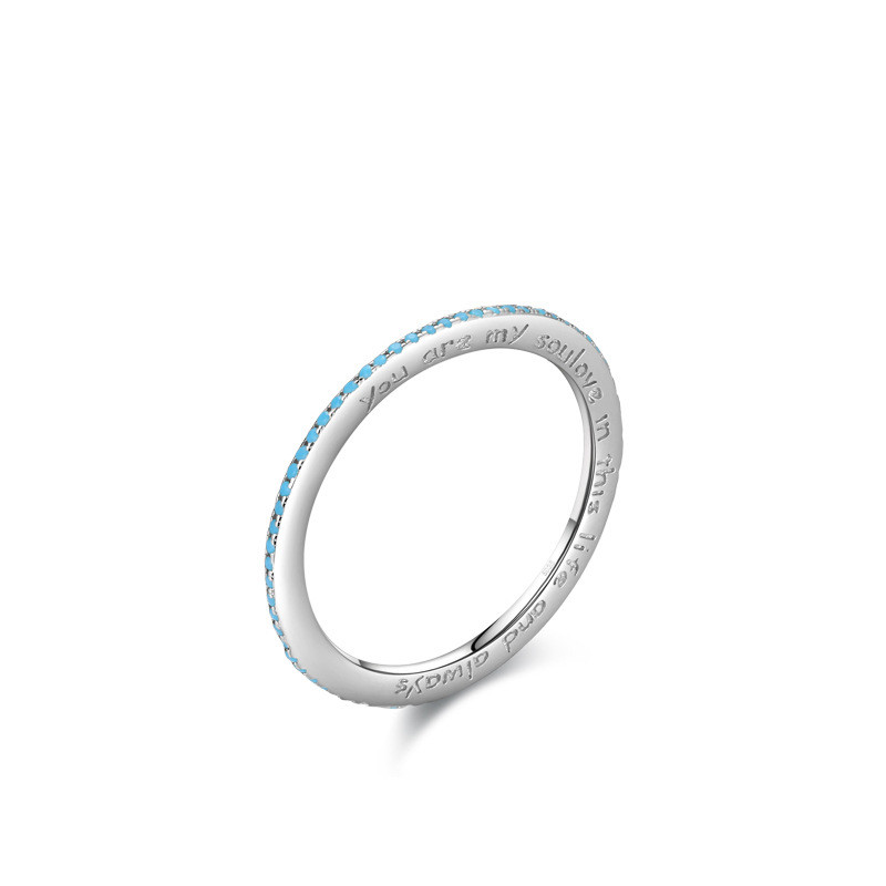 Ladies Personality Simple Fashion Ring Silver Turquoise - Shop at LoveMi