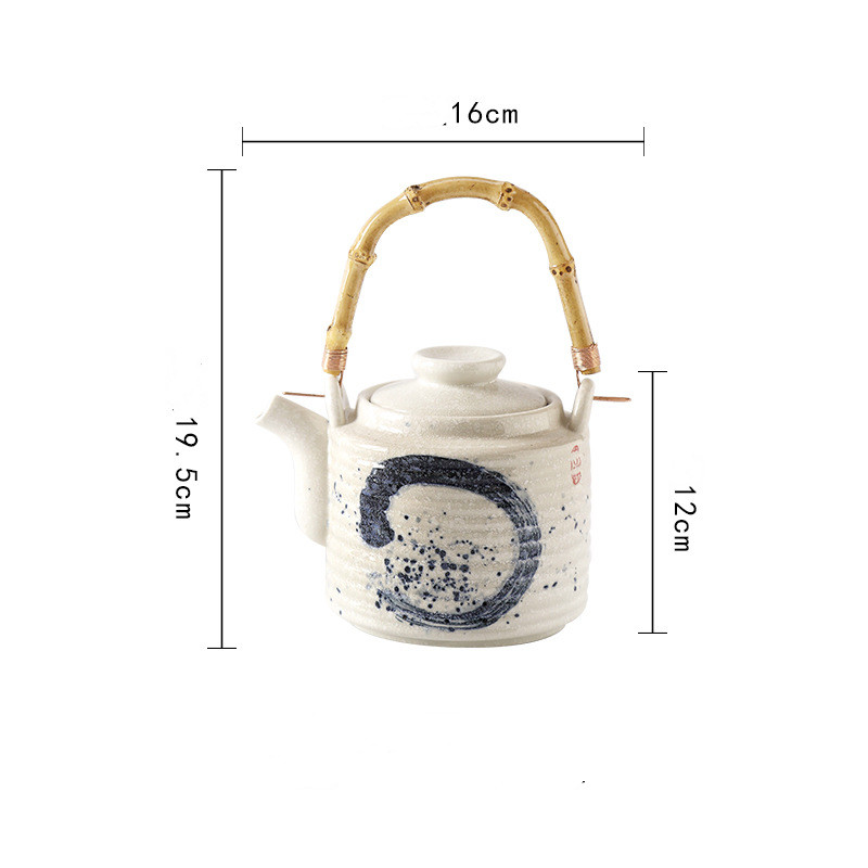 Title 5, Japanese style vintage hand drawn ceramic teapot