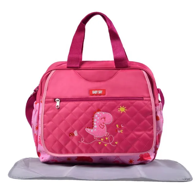Mummy Bag Embroidered Dinosaur Pattern Large Capacity Rose - Shop at LoveMi