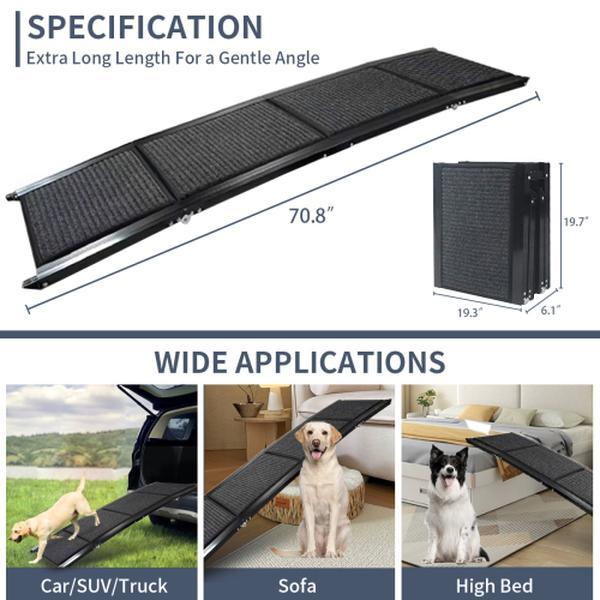 Pet Ramp For Car 71 Long 20 Wide Foldable Portable Non-slip Surface Pet Stair Ramp Extra Wide Pet Ramp Suitable For Medium And Large Dogs Under 250 Lbs