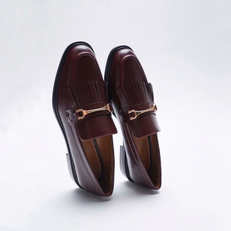 Flat-heel Brown Leather Solid Color Round Toe Low-top Commuter Shoes