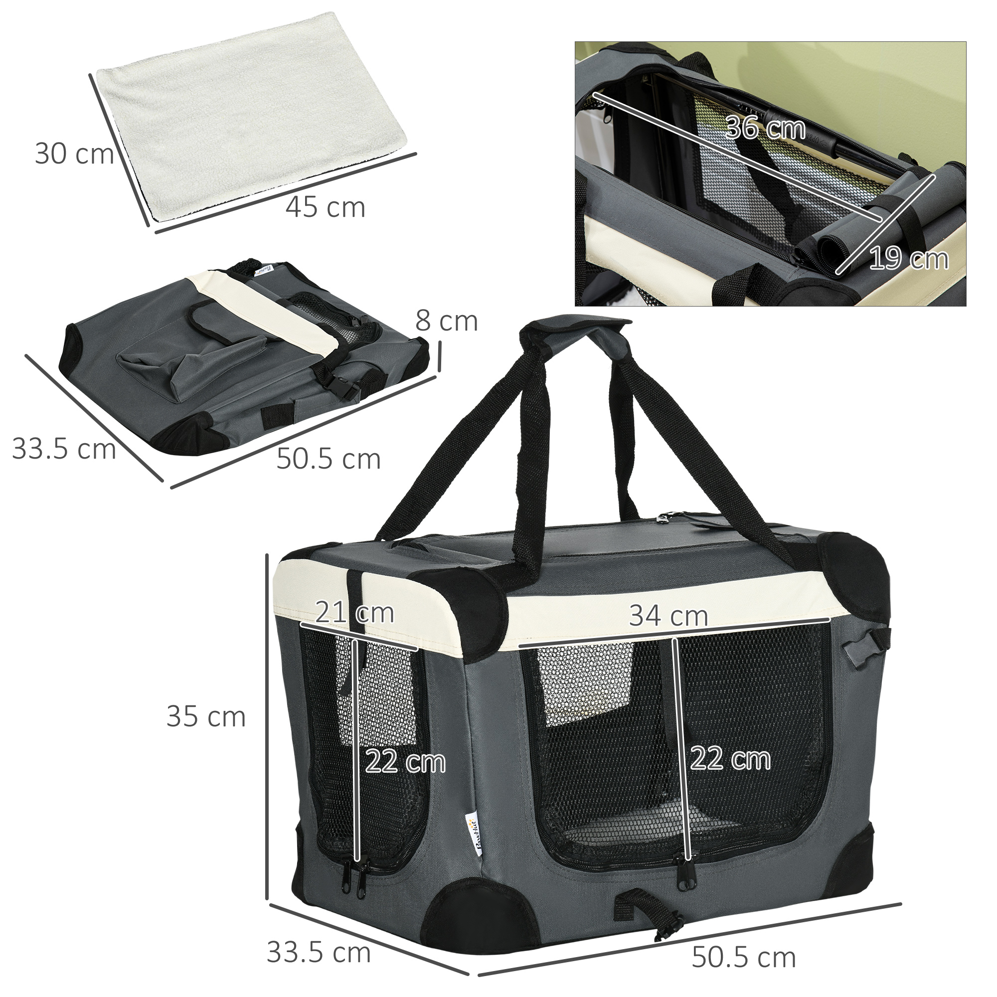 51cm Foldable Pet Basket With Soft Cushion, Suitable For Small Dogs And Cats — image 10