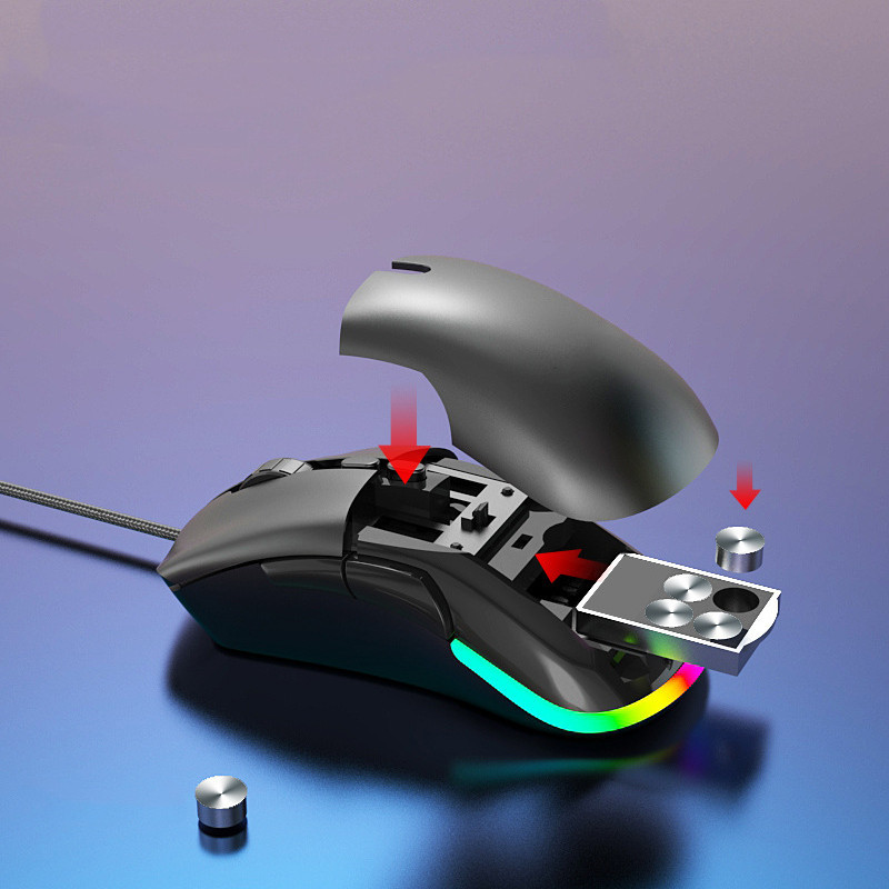 Ergonomic Play Without Limits — High Sensitivity RGB Wired Gaming Mouse with Swappable ... - View 5 of 7 | BigMoetsy