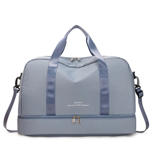 Expandable Travel Bags Dry And Wet Separation Sports Fitness Handbag Women's Large Capacity Totes For Weekend Overnight Shoulder Bag Blue - Shop at LoveMi