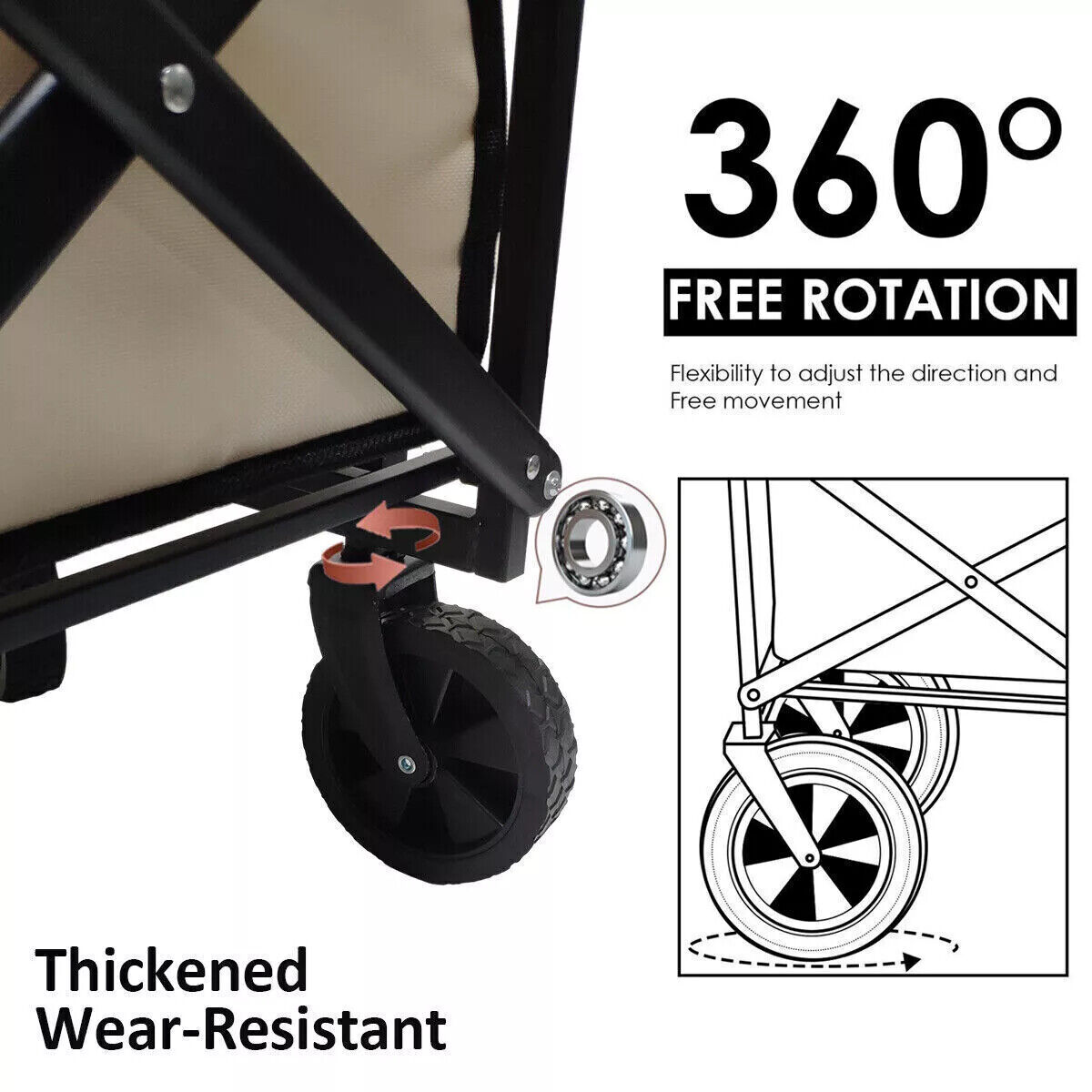 Large Foldable Outdoor Garden Beach Camping Trolley Cart 4 Wheel UK 4