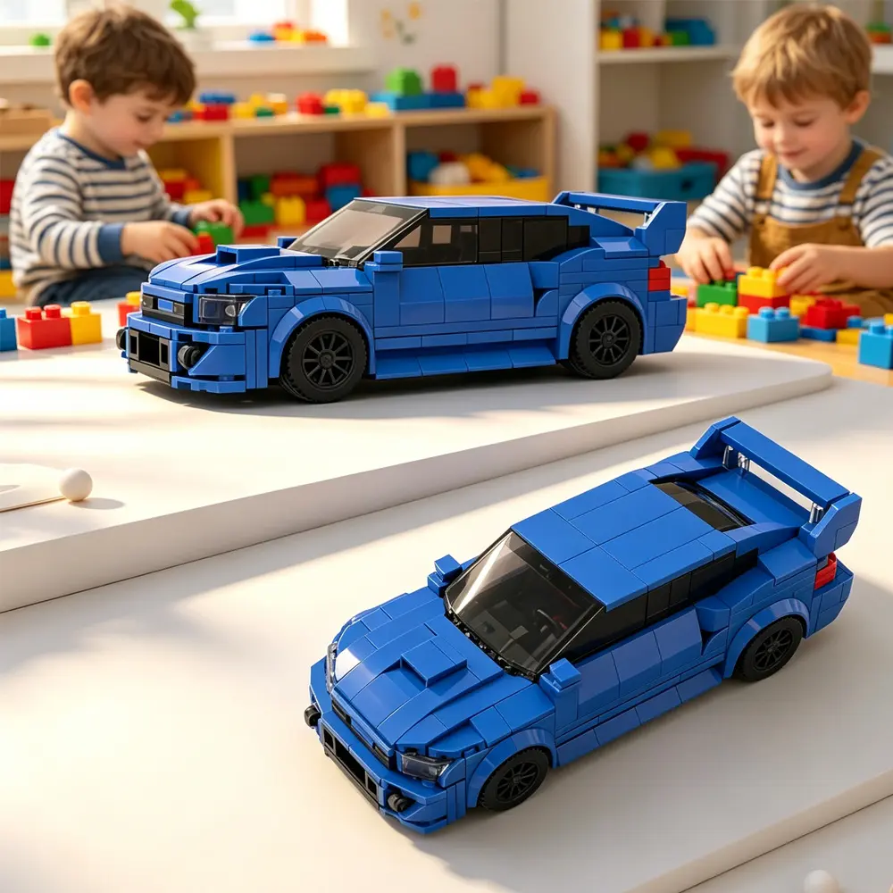Blue JDM Rally Car Building Blocks, WRX