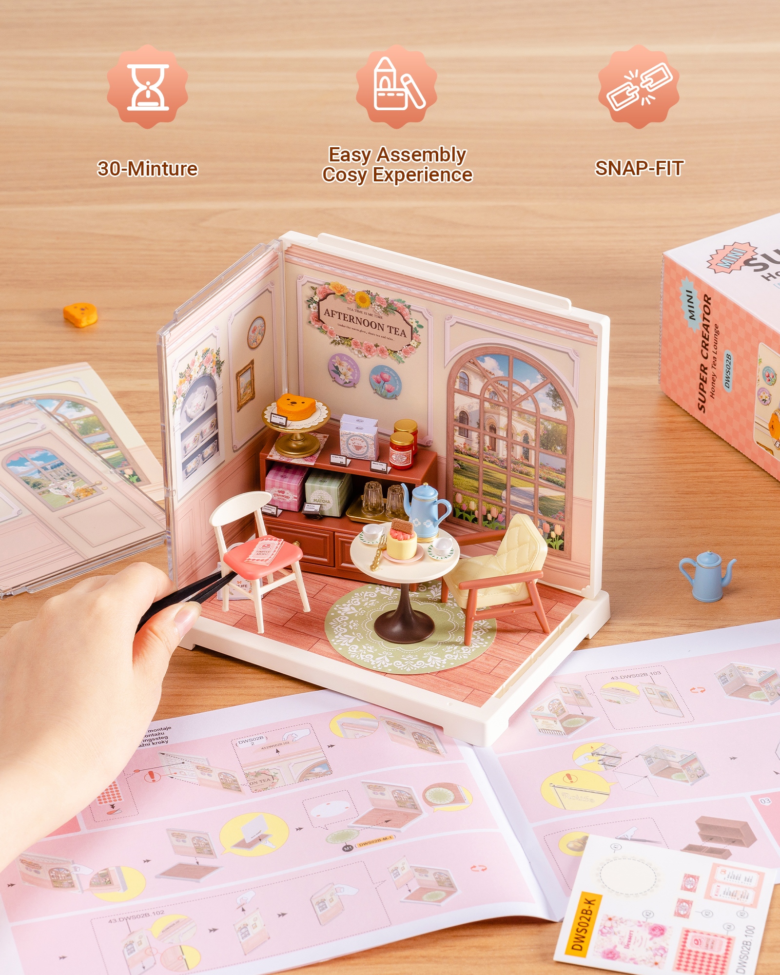 Rolife Super Creative DIY Plastic Mini House Set - 3D Puzzle With Dust Cover, Compatible With Mini Figures, Multiple Themes Available, Home Decor, Teen And Adult Gift