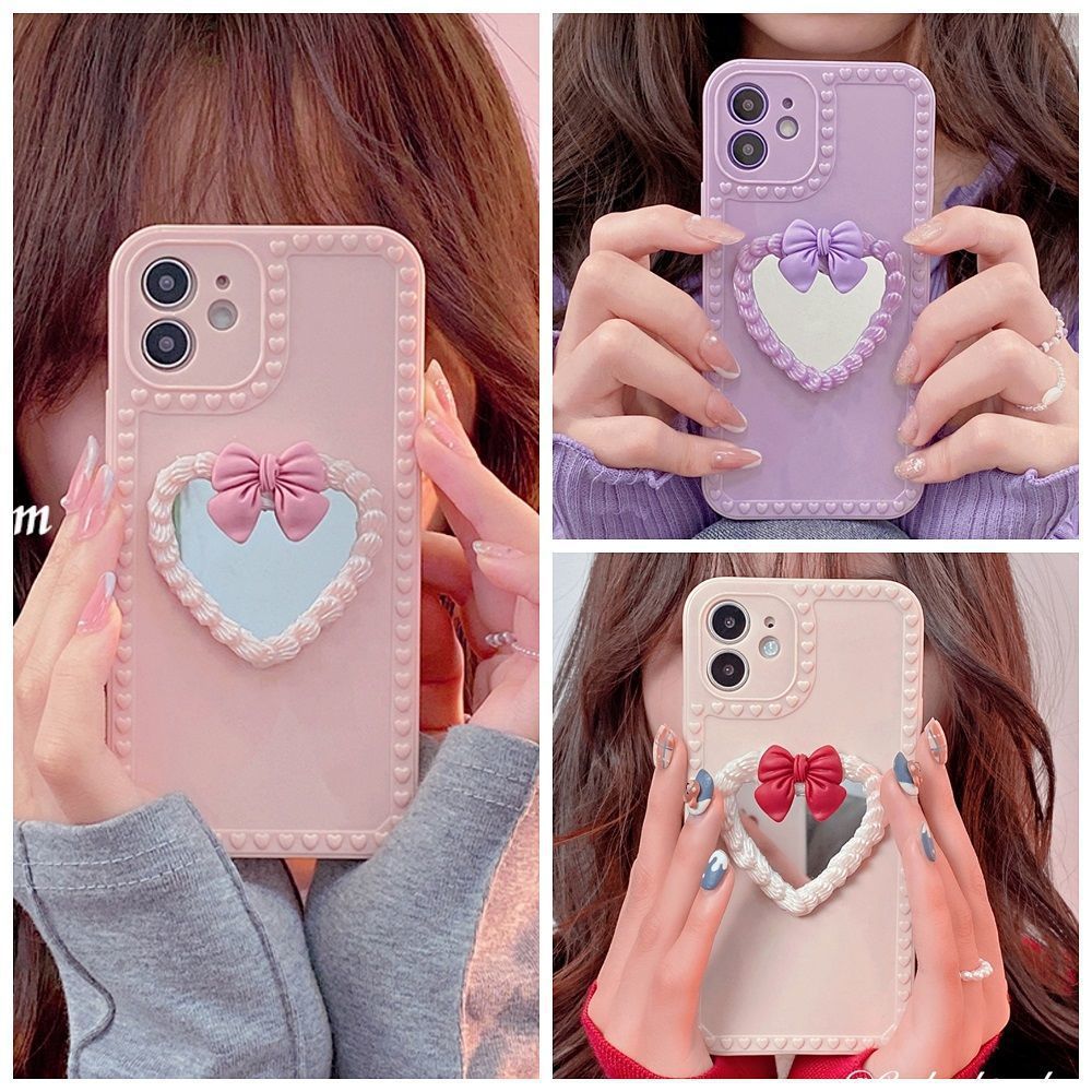 Compatibile con Apple, Candy, piccola specchio in metallo, cornice per iPhone 7, 8plus, amore, per il trucco