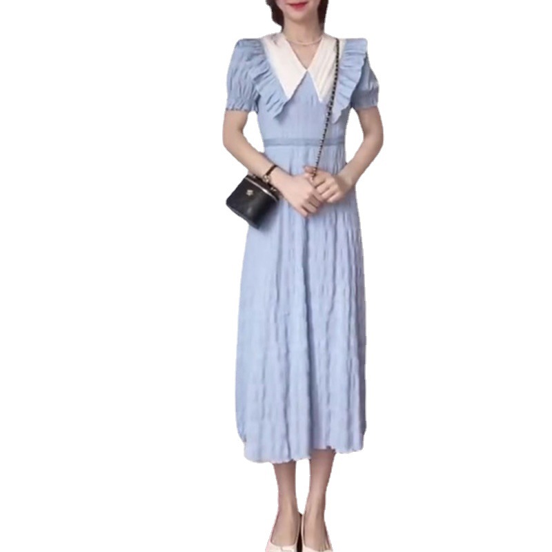 Niche Design Long Skirt Temperament Slim Doll Collar