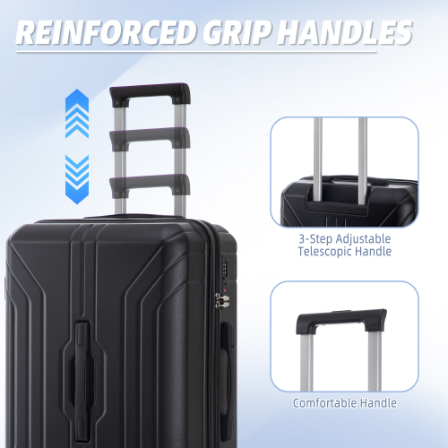 20  24  28  3 Pcs  Set In ABS Spinner Wheel Luggage, Carry On Suitcase, Matching Color, TSA Combination Lock
