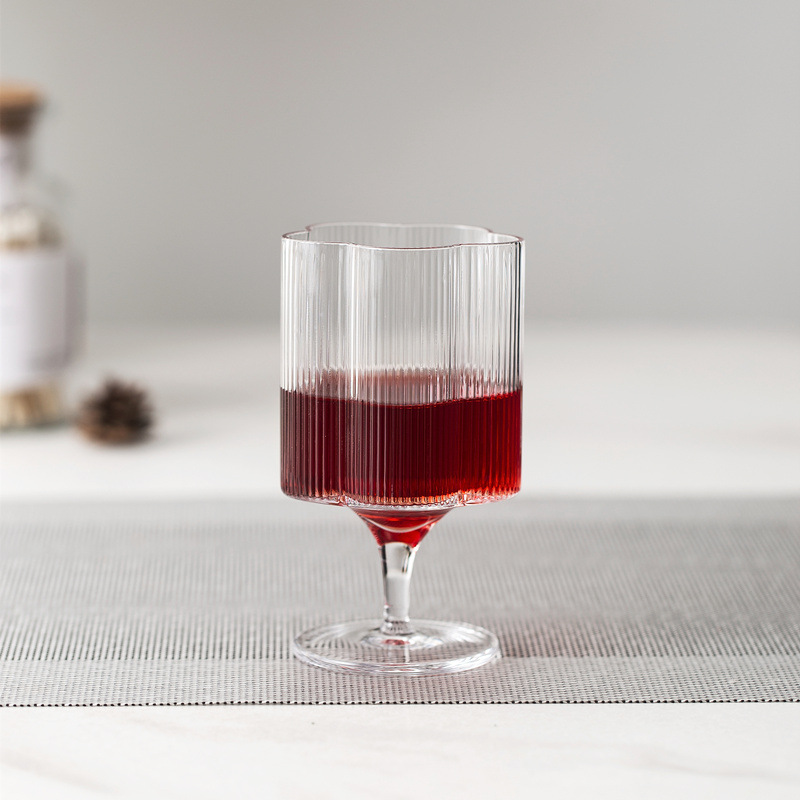 European Style Dense Ribbed Glass Vertical Cup