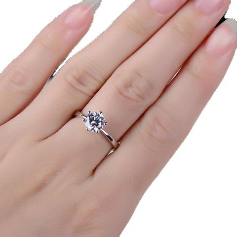 Title 2, Dames eenvoudige zesklaauw diamant ring Tijdloz...