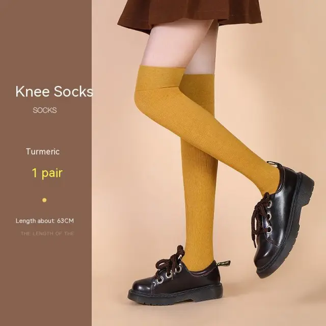 Women's Fashion Simple Overknee Long Boot Socks Knee Socks Turmeric - Shop at LoveMi