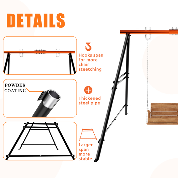 Swing Sets For Backyard, Outdoor Porch Swing Frame, Hammock Chair Stand Only, Max Load 550Lbs A-Frame Swing Stand, Swing Set For Patio, Playground, Park, Swing Not Include — foto 3