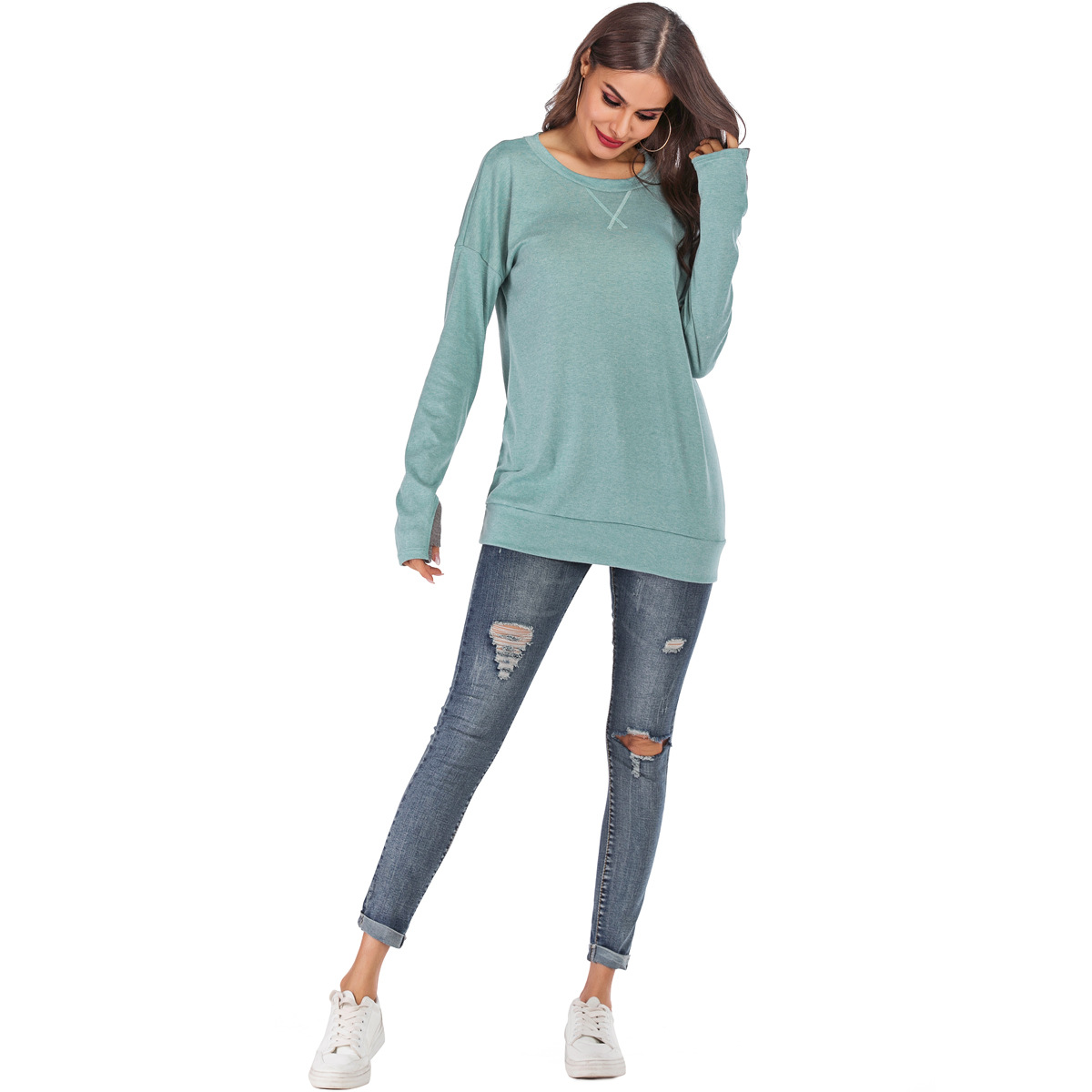 Women's Fashion Pullover Round Neck Long Sleeve