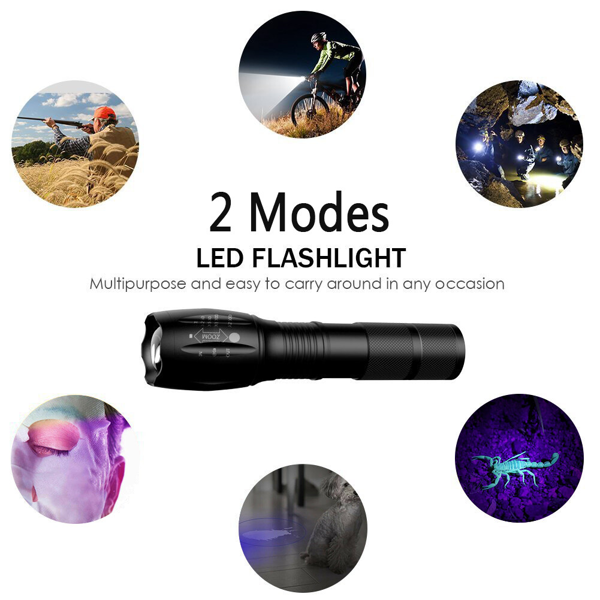 2-in-1 LED Flashlight, Ultraviolet And White Light, Adjustable Focus LED Inspection Light-TK,TMEU For Self-pickup