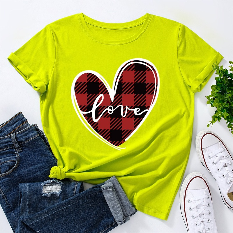 Title 14, Love Print Loose Round Neck Short Sleeve T-shir...