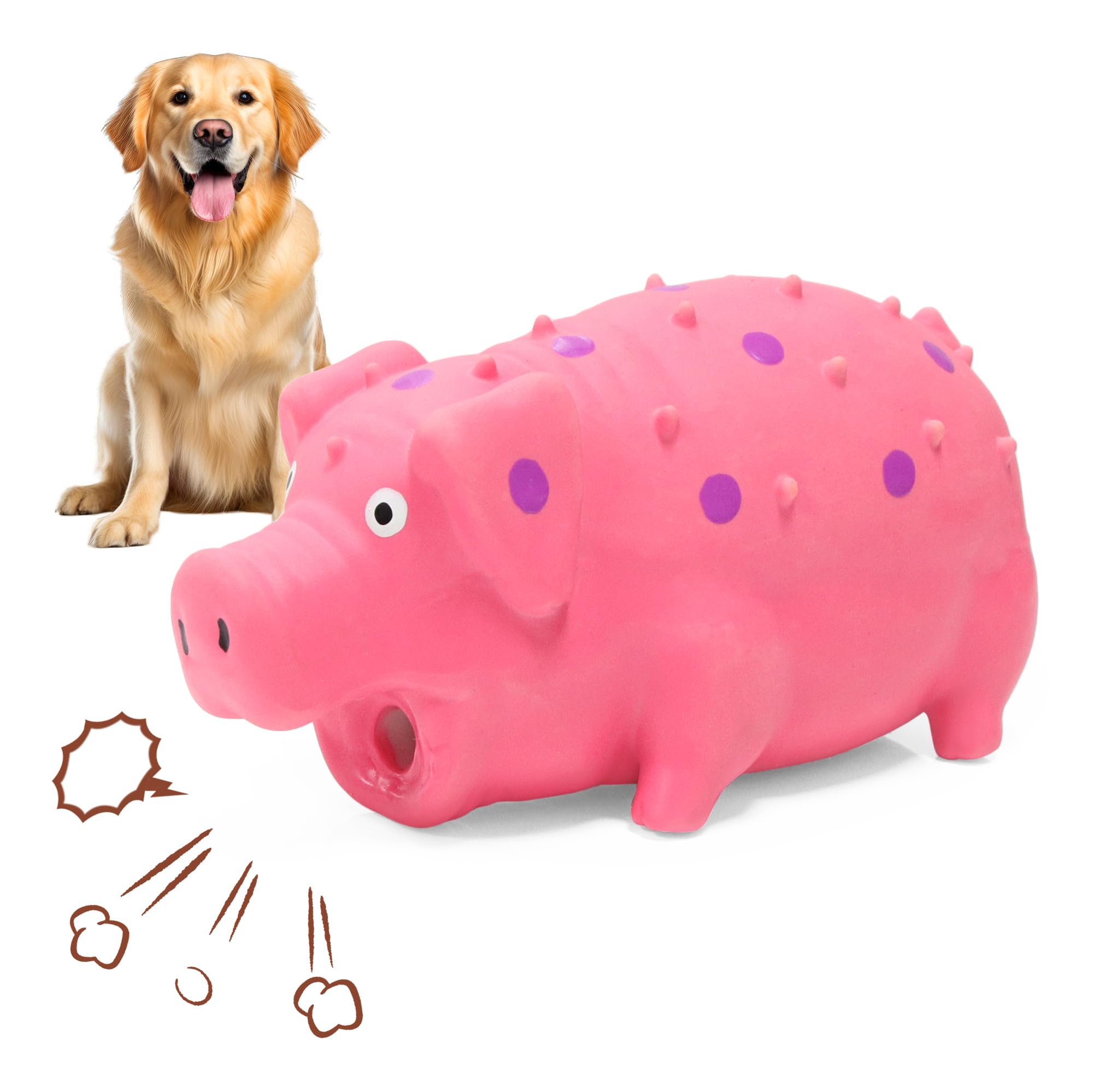 Squeaky Pig Dog Toy That Oinks, Latex Pig 7.3 In Grunting Dog Toys, Durable Dog Chewing Toys For Small Medium Large Dogs