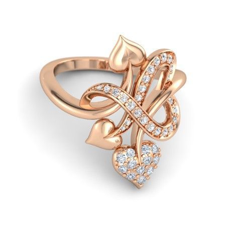 Openwork Diamond Peach Heart Rose Gold Ring
