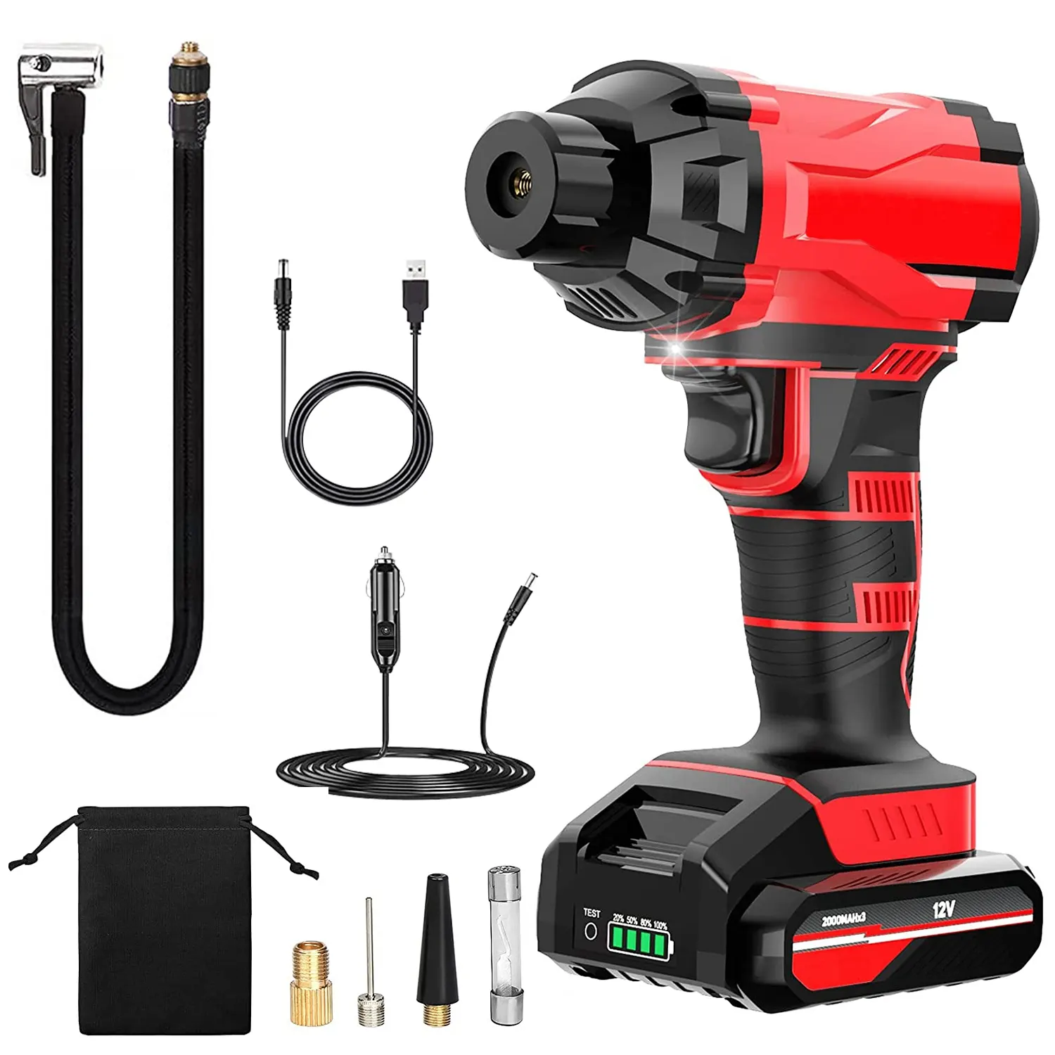 150PSI Cordless Car Tire Inflator Rechargeable 2V