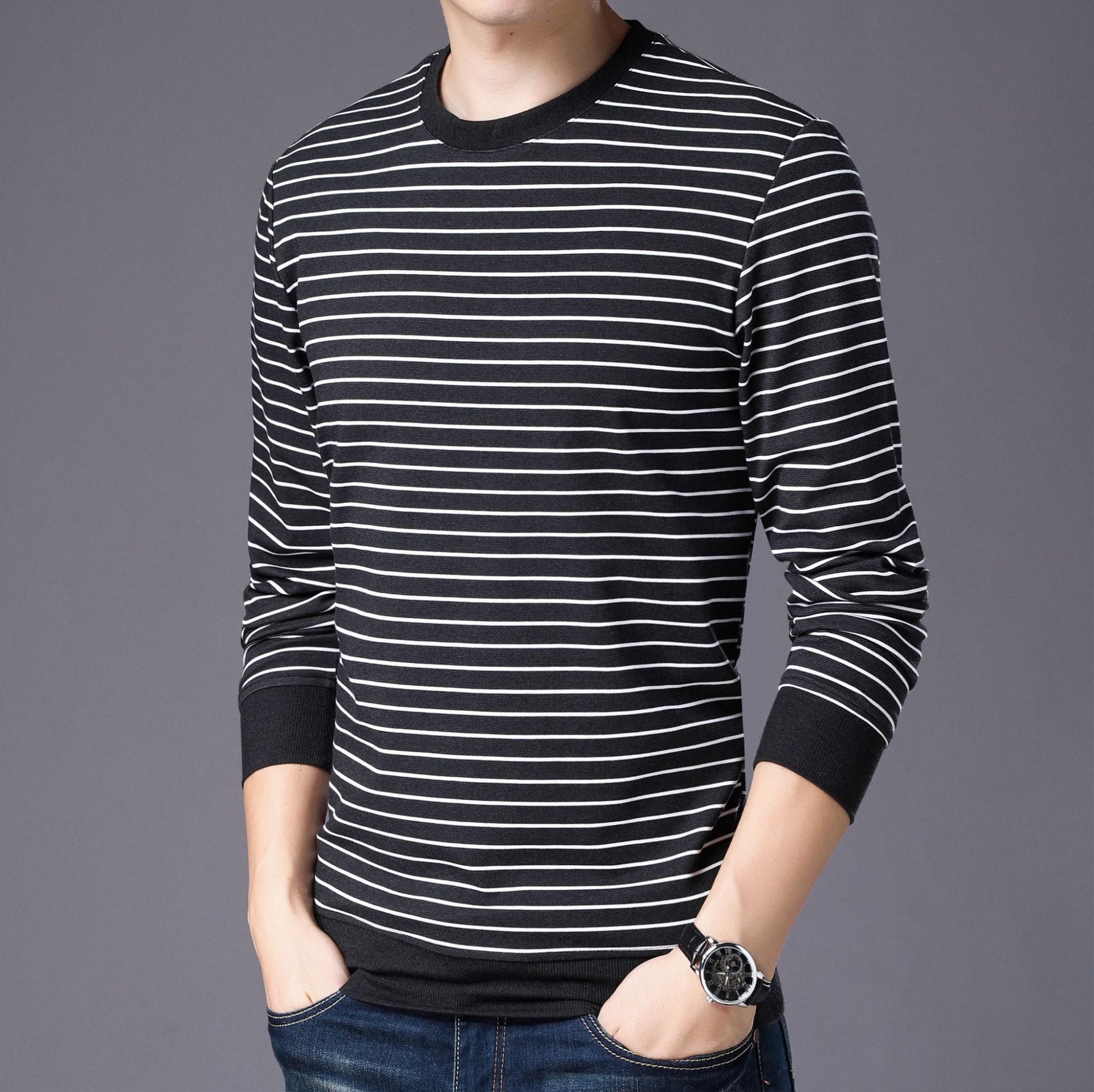 Title 6, Striped color block T-shirt pullover long sleeves