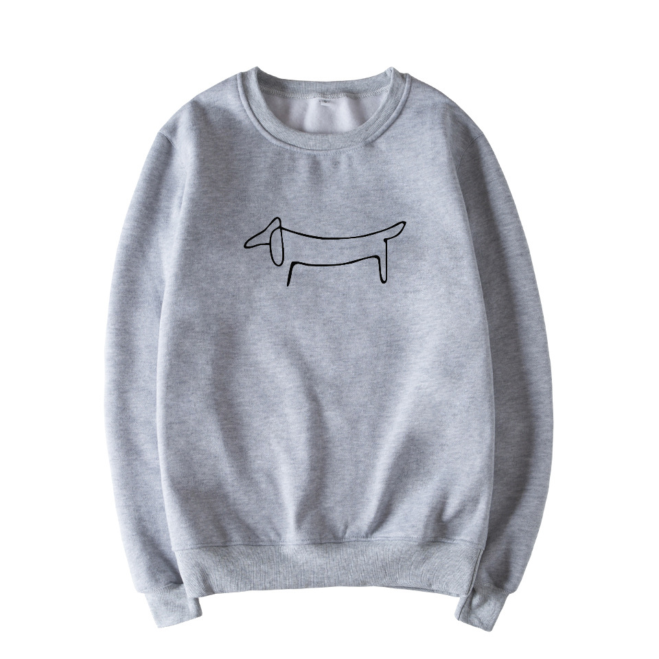 Title 7, Dachshund pattern round neck plus velvet sweats...