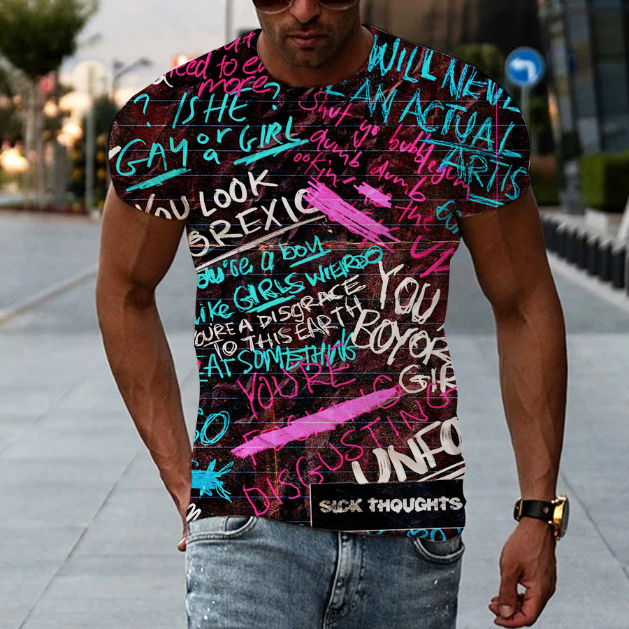 Title 12, Nuova T-shirt 3D da uomo Maniche corte Design s...