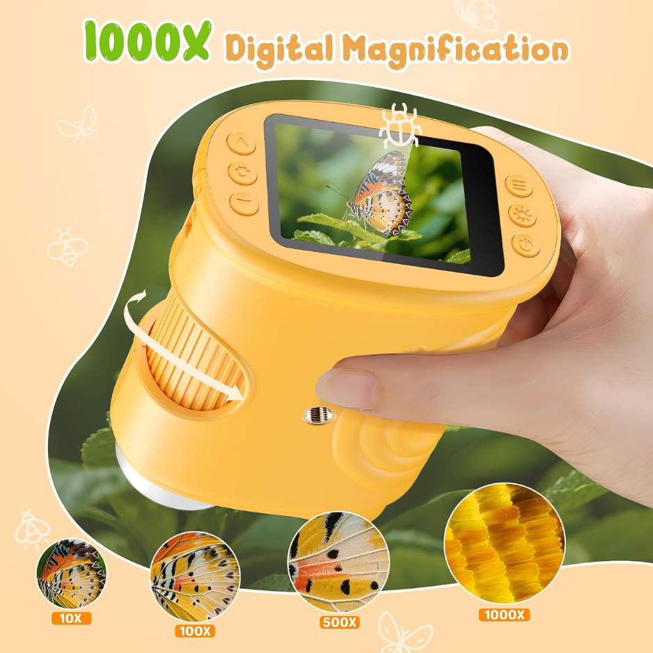 Digital Microscope For Kids Pocket Microscope With 2.0 IPS Screen STEM Toys Birthday Gifts For Girls Boys Child 4