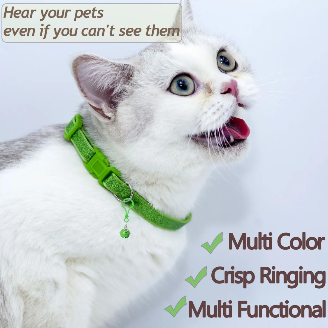 Clochettes pour chat et chien, lot de 6 grelots colorés à mousqueton