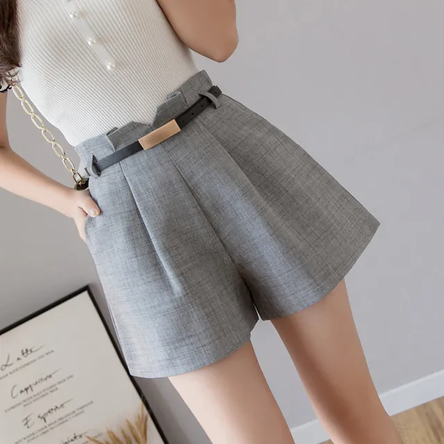 Women's Loose And Slim High Waist A line Suit Shorts Grey - Shop at LoveMi