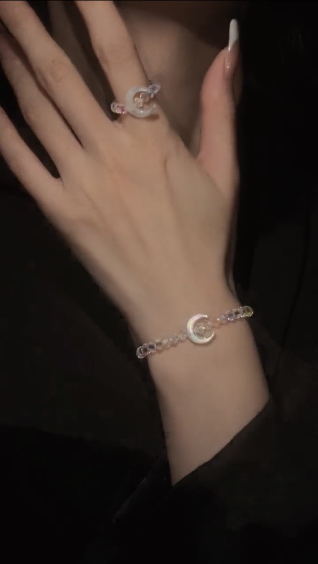 Title 4, Shell Moon Crystal Ring Bracelet Set