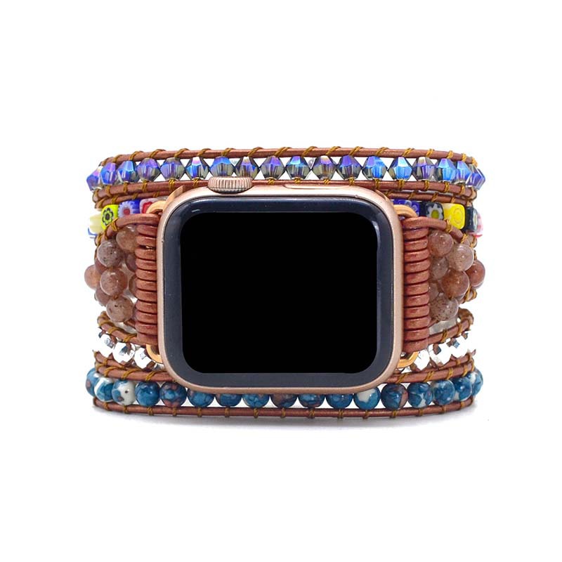 Square Colored Glass Beads Braided Winding Fashion Trend Strap Bracelet