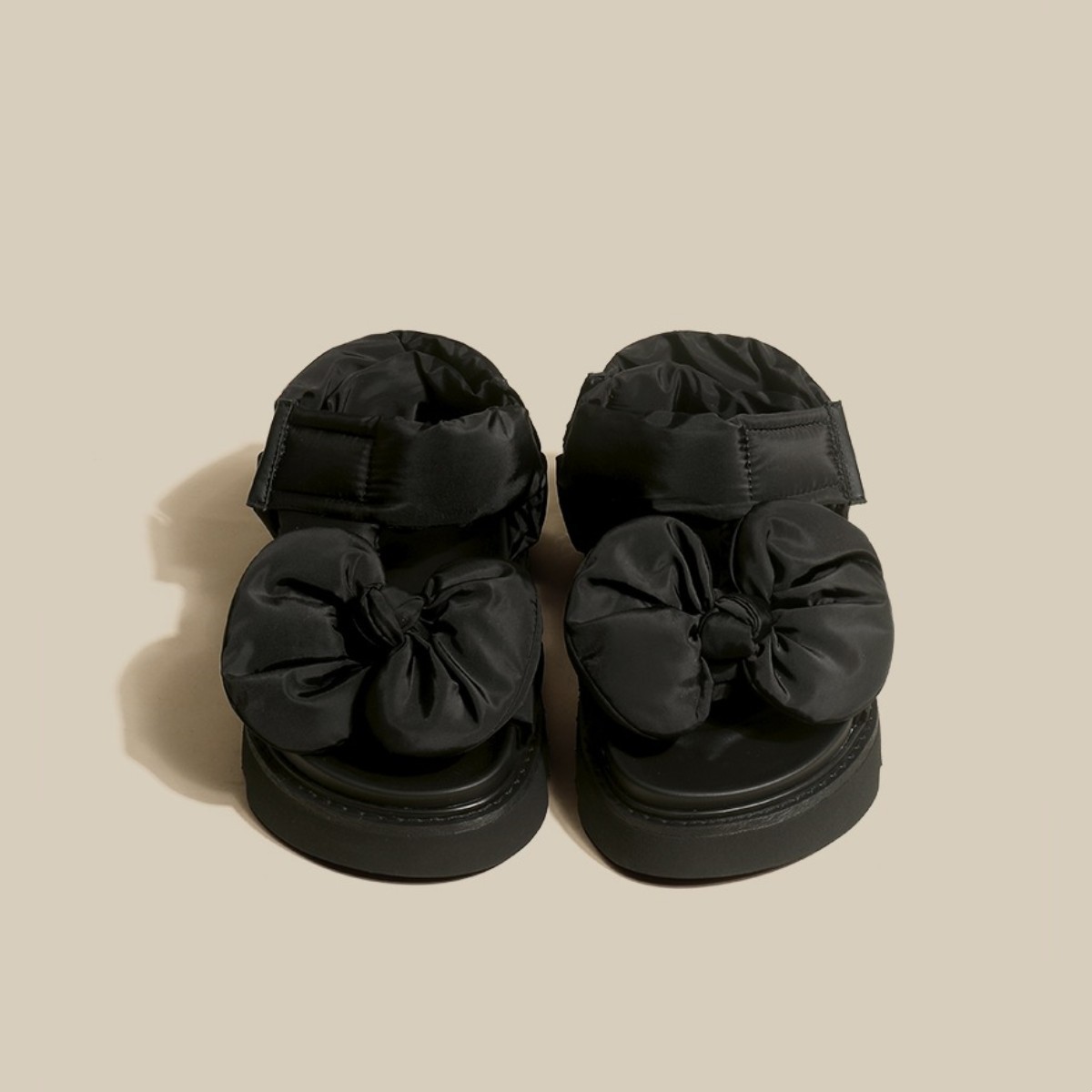 Title 2, Platform Open Toe Velcro Bow Roman Shoes