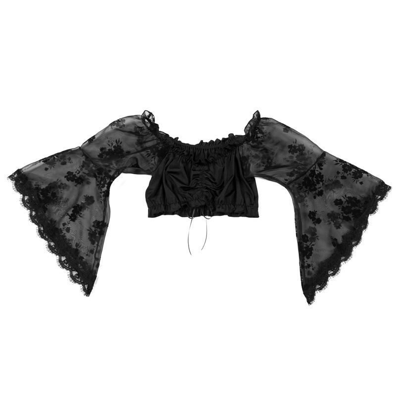 One Word Neck Short Lace Top Women Loose