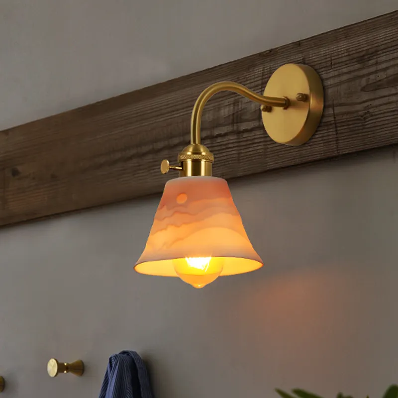 Japanese Retro Nordic Simple Bedside Brass Wall