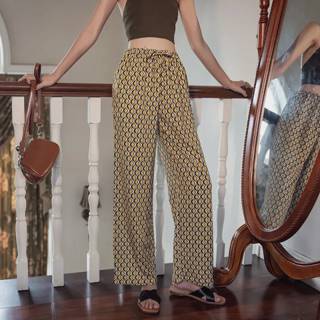 Women's Ethnic Print Casual Western Style Wide leg Trousers - Shop at LoveMi
