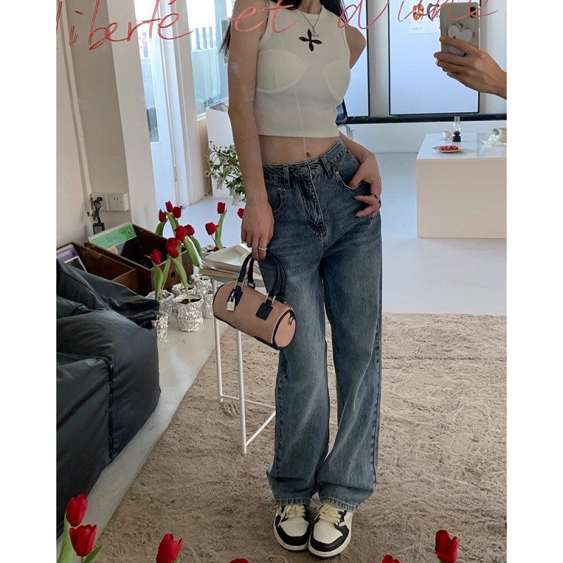 Women's Back Pocket Washed Contrast Ripped Jeans