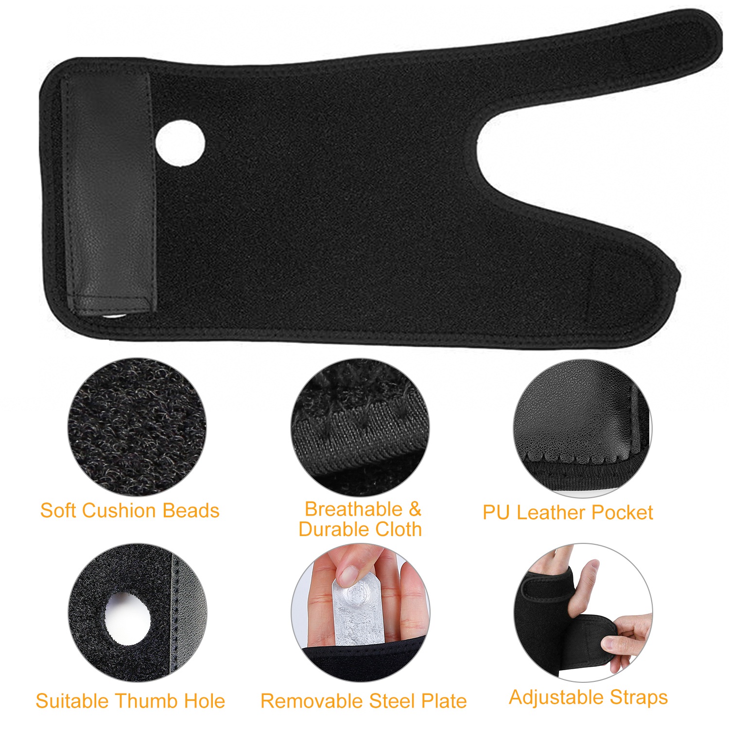Wrist Support Brace Carpal Tunnel Wrist Brace Night Wrist Sleep Support Strap With Thumb Hole Removable Splint For Left Hand For Wrist Recovery Weightlifting