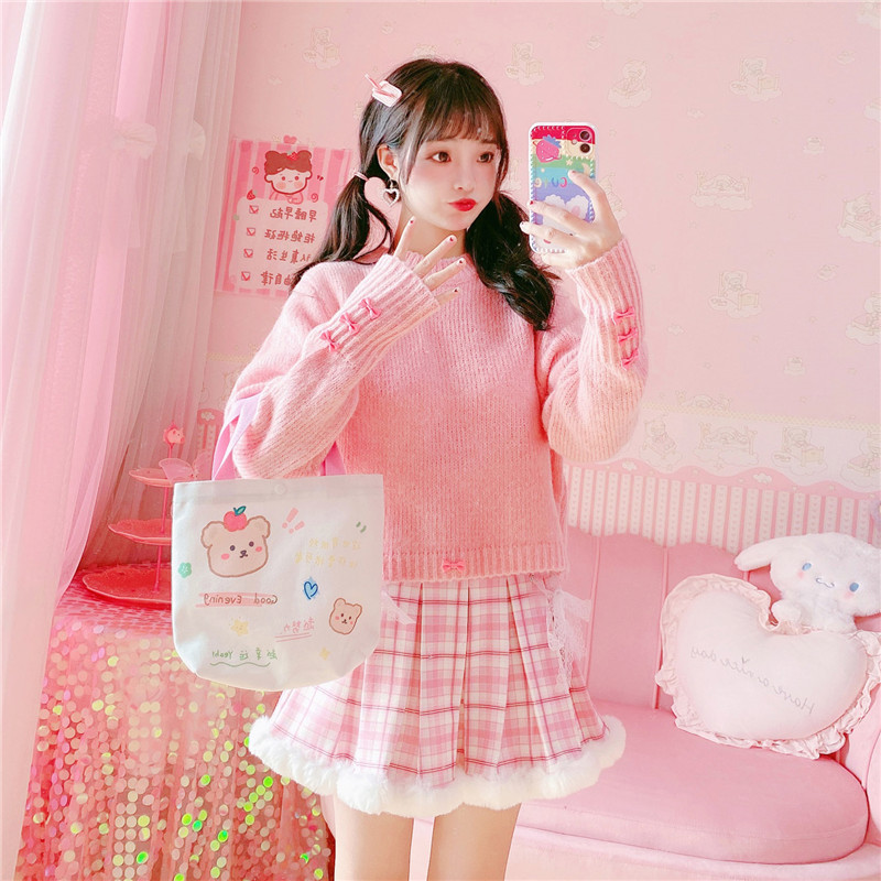 Title 1, Winter Kawaii Pleated Mini Skirt Women Korean F...