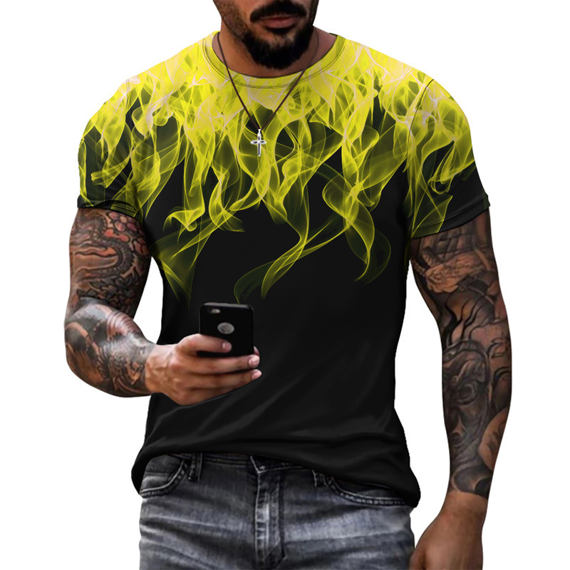 Title 3, Multicolor Flame Gradient Mens Running T-Shirt