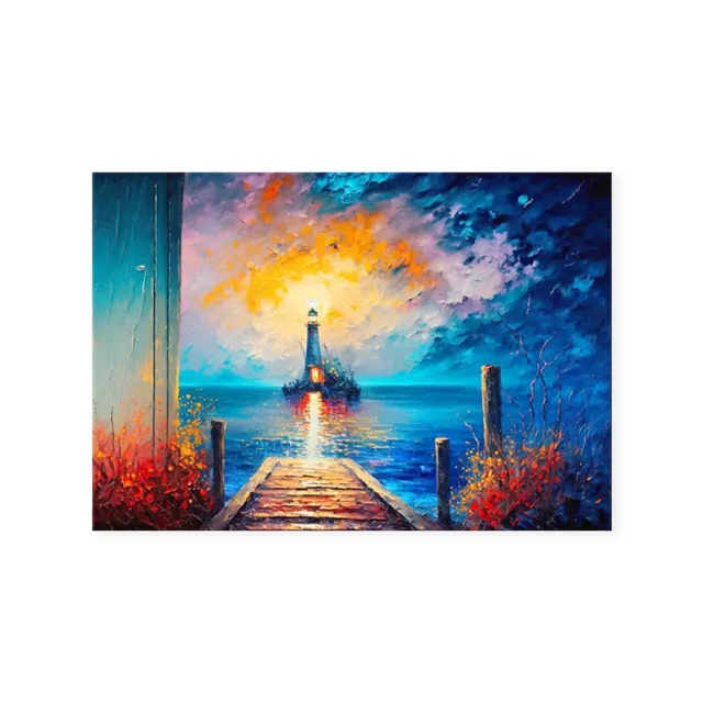 Handmade Oil Painting Canvas Wall Art Decoration City Landscape Tourism Lighthouse At Sea Abstract Home Living Room Bedroom Decor Rolled Frameless ... Without Inner Frame - Shop at LoveMi